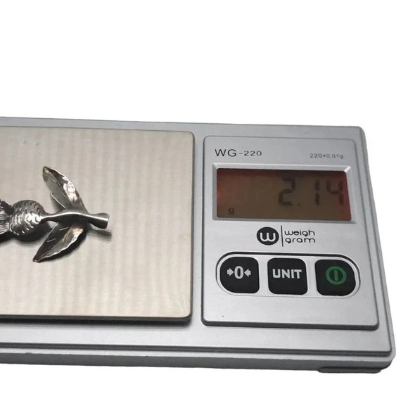 Stuart Nye Sterling Silver Texture Scottish Thistle Brooch Pin Vintage - Picture 5 of 5